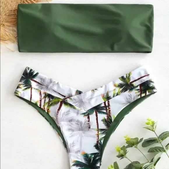 NWOT Coconut Tree Print Bikini - Picture 1 of 10